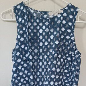 Loft sleeveless Blue and White Top Size XS